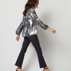Ariana Blouse In Navy/Metallic Floral Academy Liberty Fabric Lamé -Modezzia Sales S72084 3832