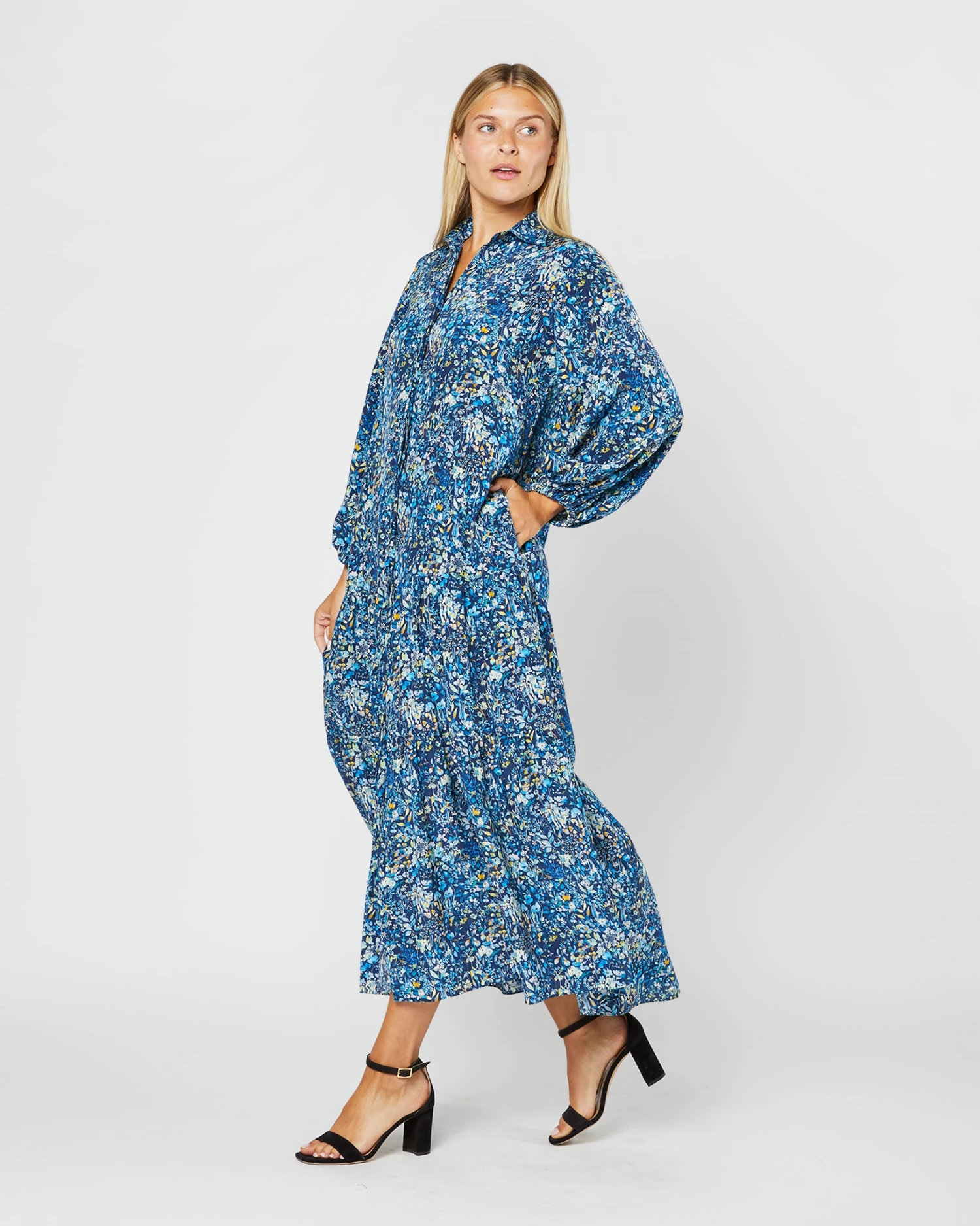 Isla Shirtdress In Blue Multi Felda Liberty Fabric Silk 5 Isla Shirtdress In Blue Multi Felda Liberty Fabric Silk - Image 3