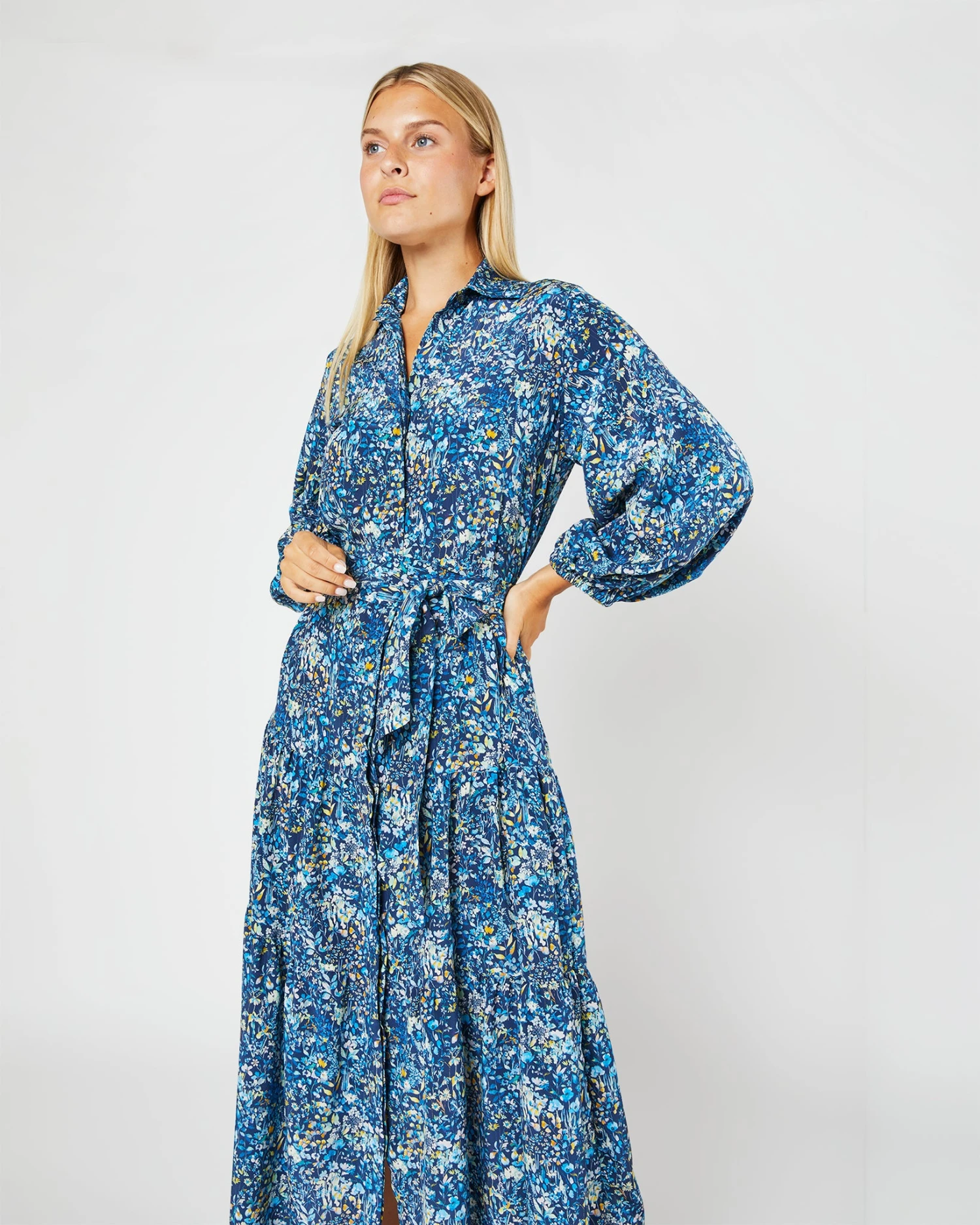 Isla Shirtdress In Blue Multi Felda Liberty Fabric Silk 11 Isla Shirtdress In Blue Multi Felda Liberty Fabric Silk - Image 9