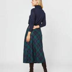 Marina Side-Zip Skirt In Blackwatch Tartan Stretch Wool -Modezzia Sales S72087 2286