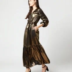 Aba Maxi Dress In Gold Lamé -Modezzia Sales S72089 464