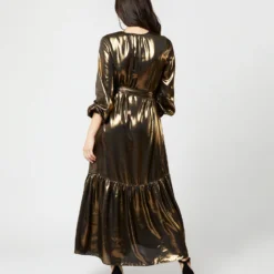 Aba Maxi Dress In Gold Lamé -Modezzia Sales S72089 479