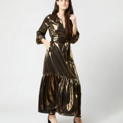 Aba Maxi Dress In Gold Lamé -Modezzia Sales S72089 510