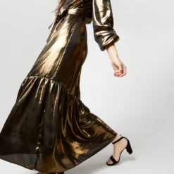 Aba Maxi Dress In Gold Lamé -Modezzia Sales S72089 639