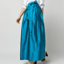 Pleated Wrap Skirt In Atlantic Blue Silk Shantung -Modezzia Sales S72090 2588 b102d82e abbc 47b7 8e97 2ad97dd3f618