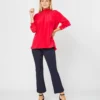 Colette Tie-Neck Blouse In Red Silk Crepe De Chine