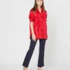 Elongated Elle Shirt In Red Silk Taffeta -Modezzia Sales S72095 SAMPLE 2709