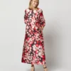 Long-Sleeved Paige Maxi Dress In Pink/Black Painterly Floral Mikado 1 Long-Sleeved Paige Maxi Dress In Pink/Black Painterly Floral Mikado -Modezzia Sales S72097 467