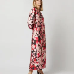 Long-Sleeved Paige Maxi Dress In Pink/Black Painterly Floral Mikado -Modezzia Sales S72097 472