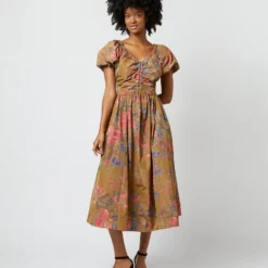 ULLA JOHNSON Cecile Dress In Bamboo Bam
