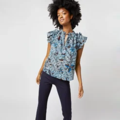 ULLA JOHNSON Fleur Top In Morning Glory 14 ULLA JOHNSON Fleur Top In Morning Glory -Modezzia Sales S72104 1667