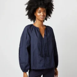ULLA JOHNSON Juliette Blouse In Midnight -Modezzia Sales S72107 1595