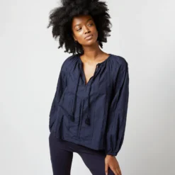 ULLA JOHNSON Juliette Blouse In Midnight -Modezzia Sales S72107 1601