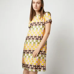 Mini Swing Dress In Mezzaluna Chocolate Twill Silk -Modezzia Sales S72131 236