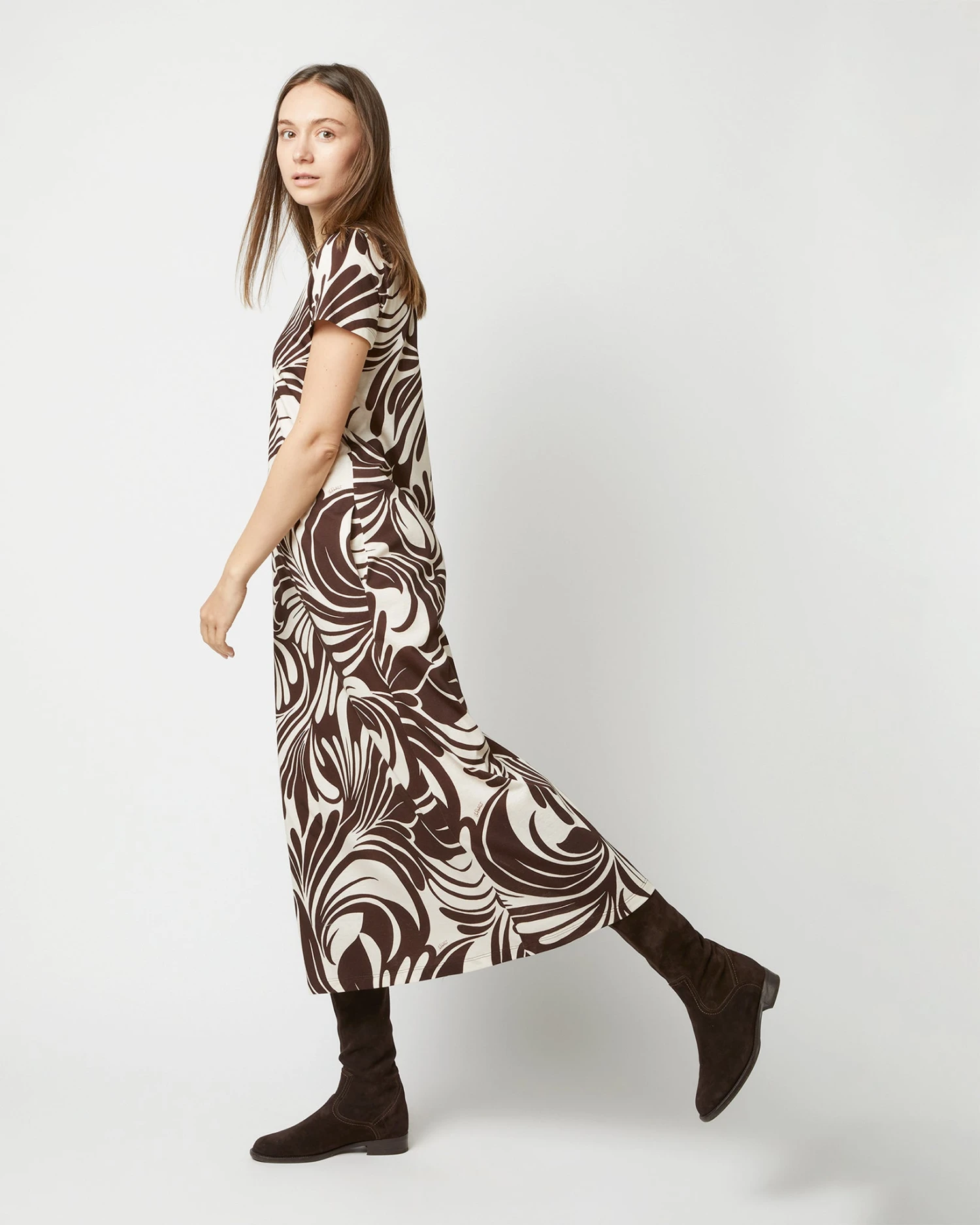 Sporty Swing Dress In Watermarble Jersey 5 Sporty Swing Dress In Watermarble Jersey - Image 3