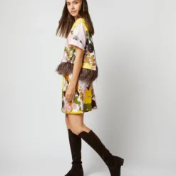 Mini Skirt In Big Flower Rose Heavy Cotton Stretch -Modezzia Sales S72141 512 cca53688 4f49 4fdc 82b7 8dcdcb1b8815