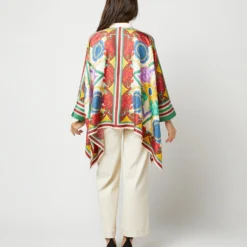 Foulard Shirt In Taormina Placée Ivory Twill Silk -Modezzia Sales S72142 2142