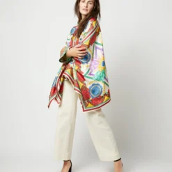 Foulard Shirt In Taormina Placée Ivory Twill Silk -Modezzia Sales S72142 2176