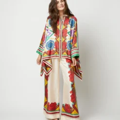 Foulard Shirt In Taormina Placée Ivory Twill Silk -Modezzia Sales S72143 1953