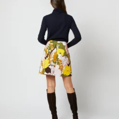Mini Skirt In Big Flower Rose Heavy Cotton Stretch -Modezzia Sales S72144 425