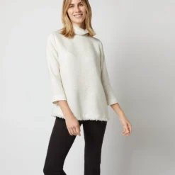 Ana Fringe Top In Ivory Sparkle Tweed 11 Ana Fringe Top In Ivory Sparkle Tweed -Modezzia Sales S72249 1379