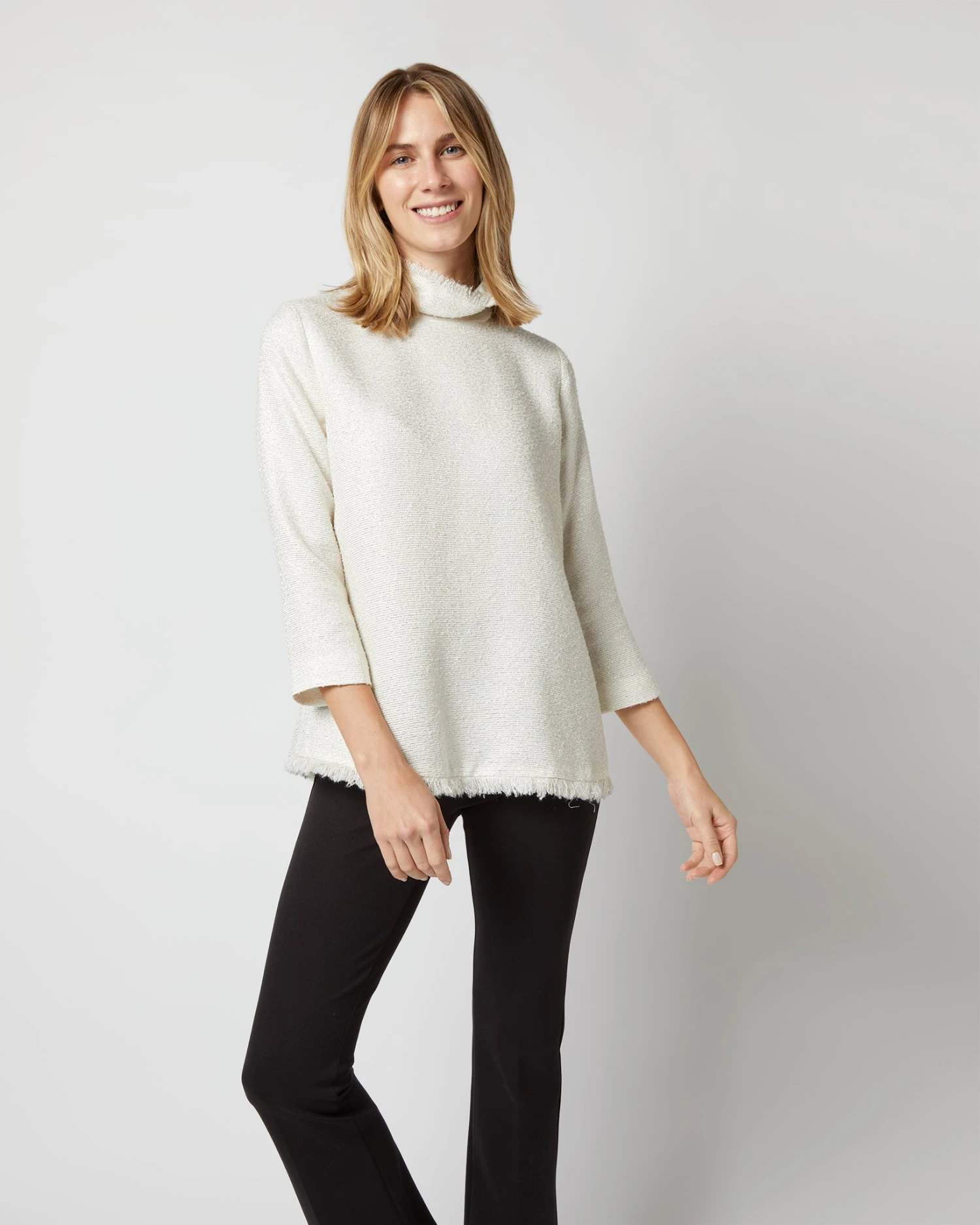 Ana Fringe Top In Ivory Sparkle Tweed 5 Ana Fringe Top In Ivory Sparkle Tweed - Image 3