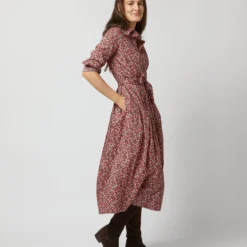 Classic Shirtwaist Dress In Red/Pink Multi Nectar Liberty Fabric -Modezzia Sales S72251 382