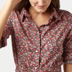 Classic Shirtwaist Dress In Red/Pink Multi Nectar Liberty Fabric -Modezzia Sales S72251 403