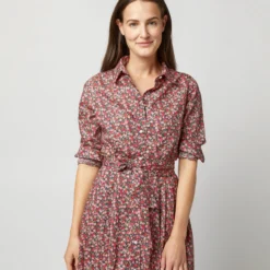 Classic Shirtwaist Dress In Red/Pink Multi Nectar Liberty Fabric -Modezzia Sales S72251 409