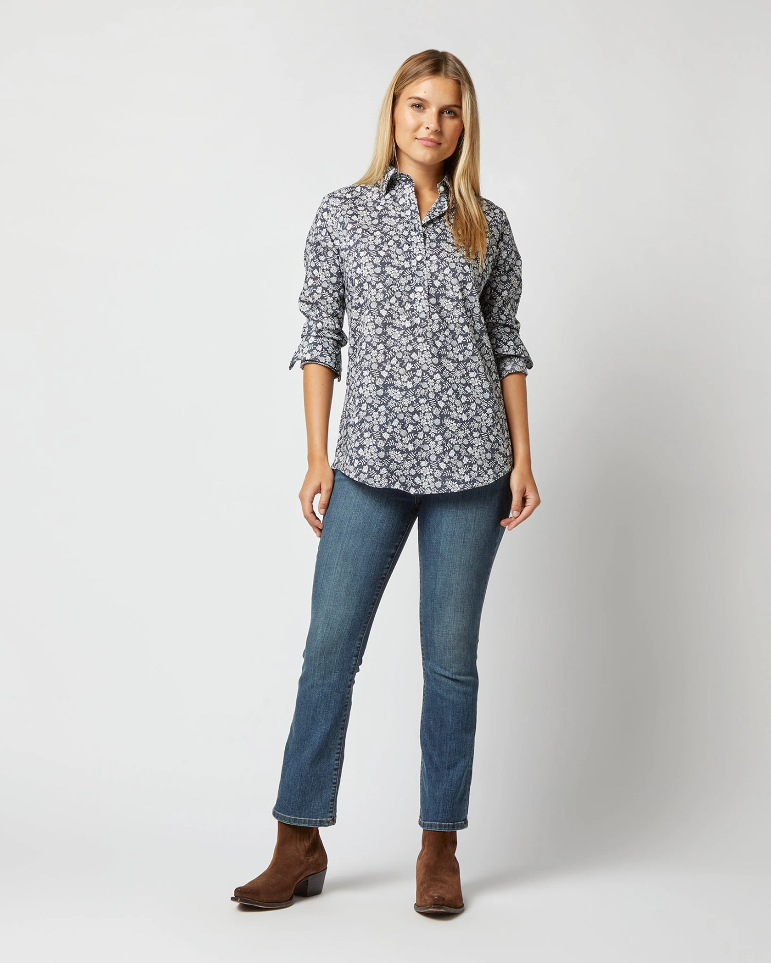 Tomboy Popover Shirt In Navy Edenham Shadow Liberty Fabric 3 Tomboy Popover Shirt In Navy Edenham Shadow Liberty Fabric