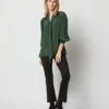 Helene Tie-Neck Blouse In Hunter Silk Crepe De Chine -Modezzia Sales S72254 1042