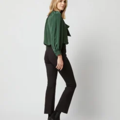 Helene Tie-Neck Blouse In Hunter Silk Crepe De Chine -Modezzia Sales S72254 1110