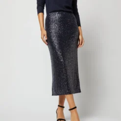Ruby Skirt In Midnight Blue Sequin 11 Ruby Skirt In Midnight Blue Sequin -Modezzia Sales S72256 1277