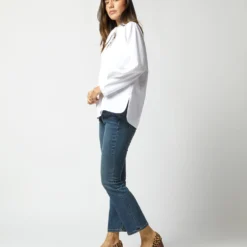 Poinsettia Top In White Poplin 15 Poinsettia Top In White Poplin -Modezzia Sales S72257 1198