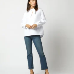 Poinsettia Top In White Poplin 18 Poinsettia Top In White Poplin -Modezzia Sales S72257 1237