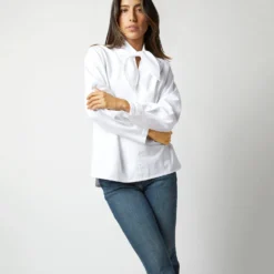 Poinsettia Top In White Poplin 13 Poinsettia Top In White Poplin -Modezzia Sales S72257 1247