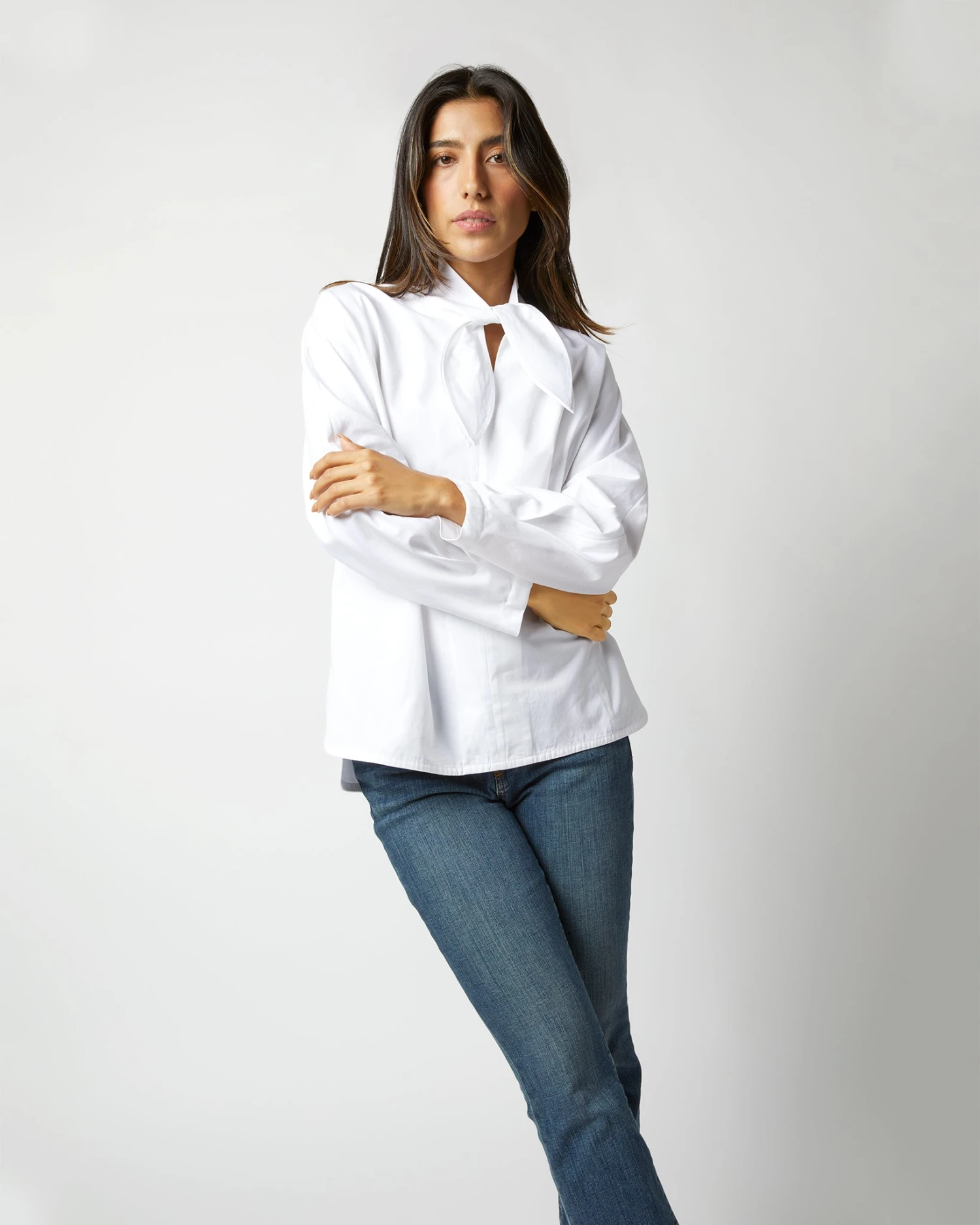 Poinsettia Top In White Poplin 5 Poinsettia Top In White Poplin - Image 3