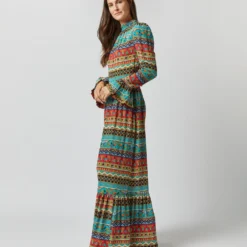 Visconti Dress In Giza Turquoise Crepe De Chine -Modezzia Sales S72339 1784