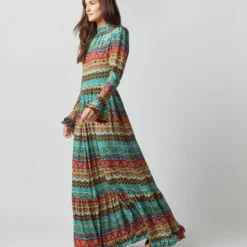 Visconti Dress In Giza Turquoise Crepe De Chine -Modezzia Sales S72339 1797