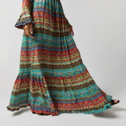 Visconti Dress In Giza Turquoise Crepe De Chine -Modezzia Sales S72339 1869