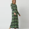 Long Sleeve Swing Dress In Papyrus Green Sablé -Modezzia Sales S723426 4