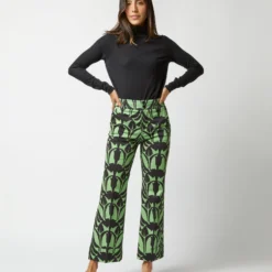 Hendrix Pant In Green Papyrus Heavy Stretch Cotton