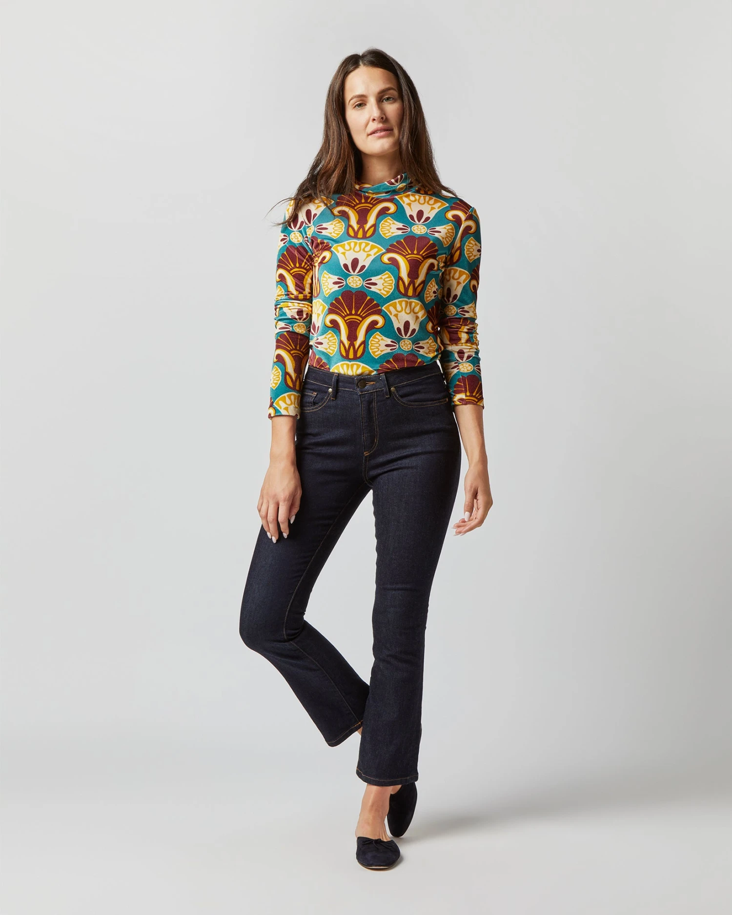 Turtleneck In Dendera Light Blue Stretch Velvet 3 Turtleneck In Dendera Light Blue Stretch Velvet