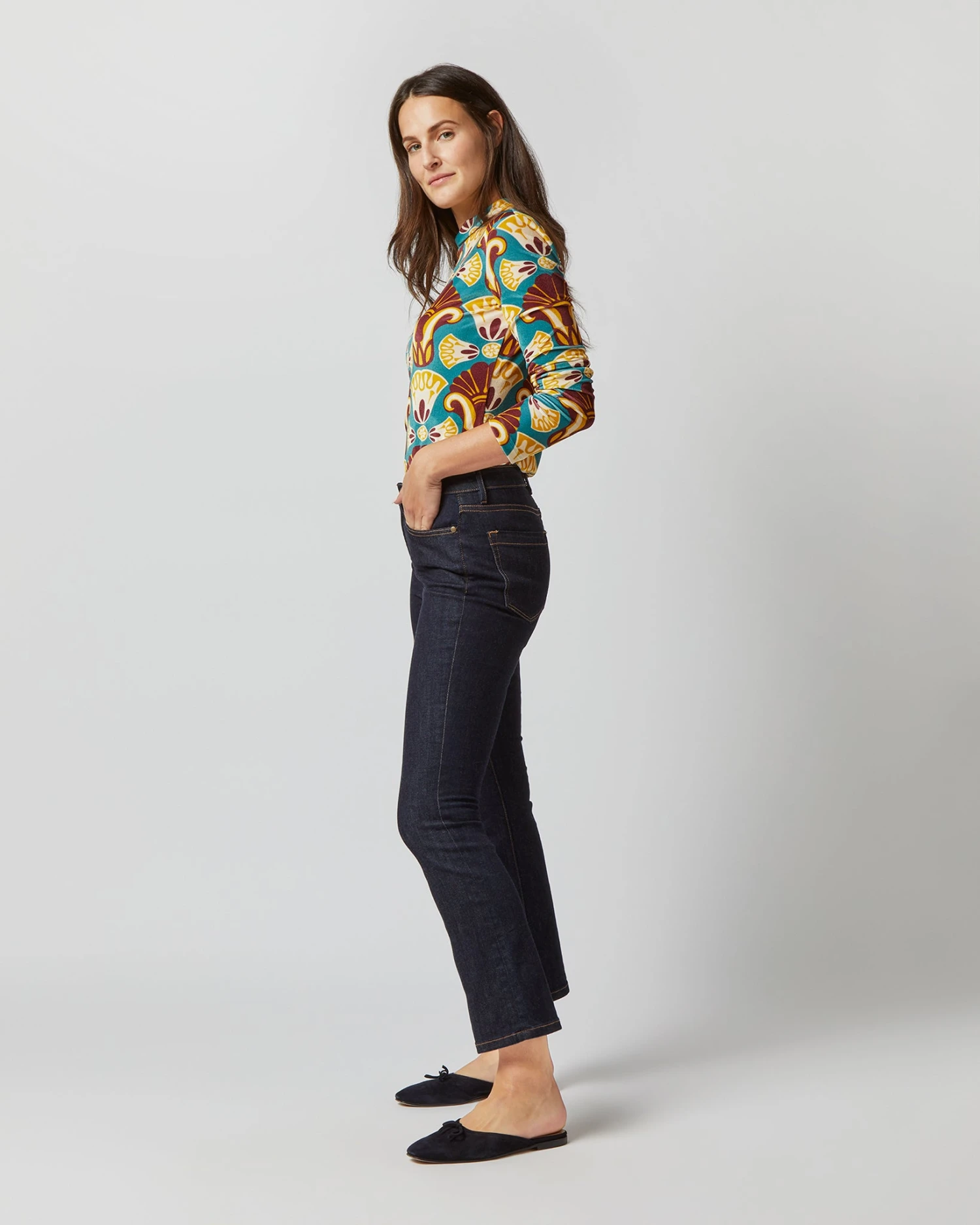 Turtleneck In Dendera Light Blue Stretch Velvet 6 Turtleneck In Dendera Light Blue Stretch Velvet - Image 4