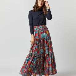 Big Skirt In Sicomore Red Silk Voile