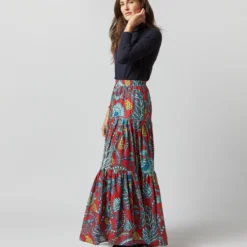 Big Skirt In Sicomore Red Silk Voile -Modezzia Sales S72352 1513