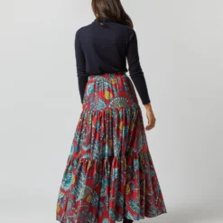 Big Skirt In Sicomore Red Silk Voile -Modezzia Sales S72352 1531