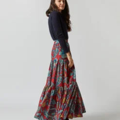 Big Skirt In Sicomore Red Silk Voile -Modezzia Sales S72352 1552