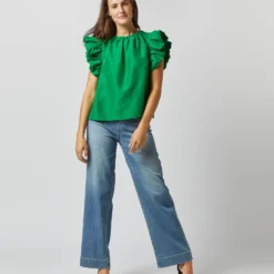 ULLA JOHNSON Iren Top In Emerald -Modezzia Sales S72353 3441