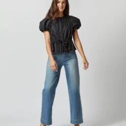 ULLA JOHNSON Mila Top In Noir 12 ULLA JOHNSON Mila Top In Noir -Modezzia Sales S72360 3345